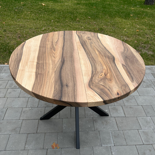 Space-Saving Round Extendable Walnut Table