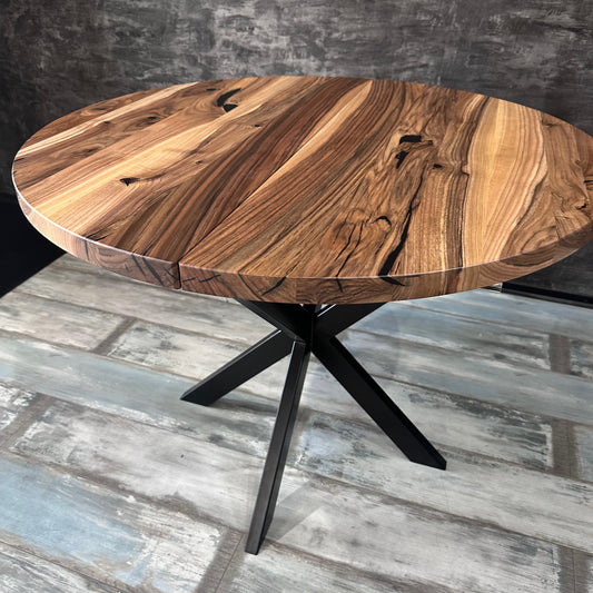 Round Extendable Walnut Dining Table