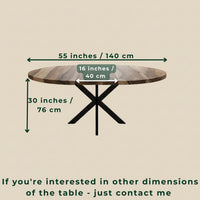 Round Extendable Walnut Dining Table with Metal Base