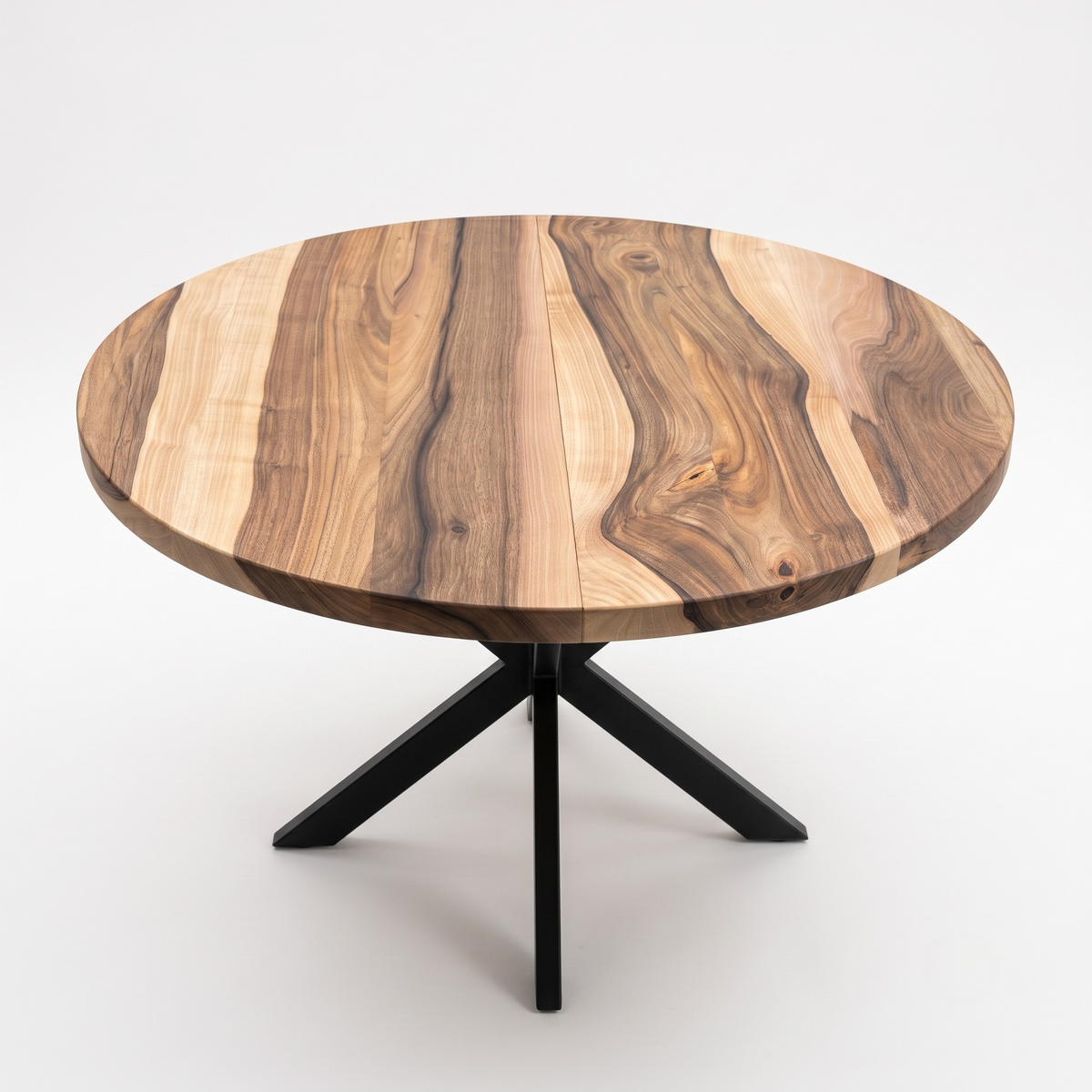 Space-Saving Round Extendable Walnut Table