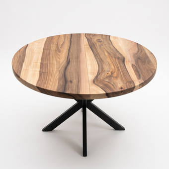 compare product Space-Saving Round Extendable Walnut Table