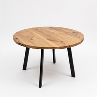 Solid Oak Round Extendable Dining Table with Metal Base