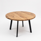 Solid Oak Round Extendable Dining Table with Metal Base