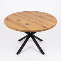 Round Extendable Solid Oak Dining Table with Spider Base