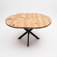 Round Extendable Solid Oak Dining Table with Spider Base