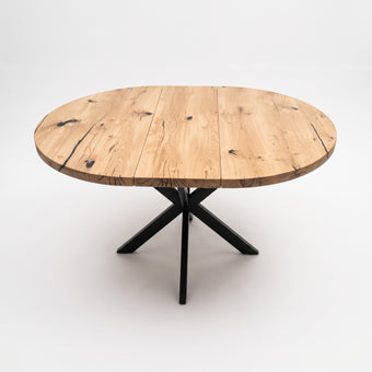 compare product Round Extendable Solid Oak Dining Table with Spider Base