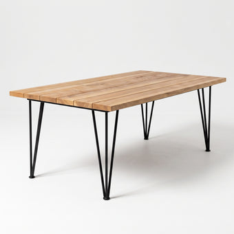 compare product Solid Ash Dining Table with Hairpin Metal Legs