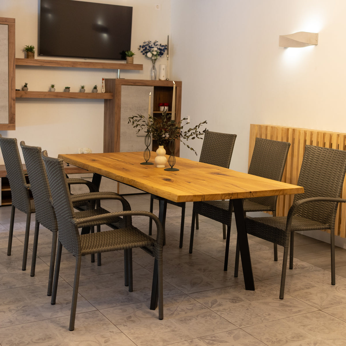 Extendable Solid Oak Dining Table 3-in-1