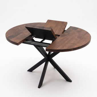 compare product Round Extendable Solid Walnut Dining Table with Spider Base