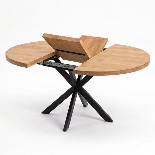 Round Extendable Solid Oak Dining Table