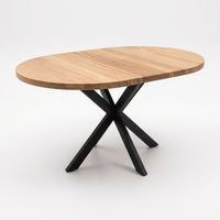 Round Extendable Solid Ash Dining Table with Spider Base