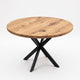 Round Extendable Solid Oak Dining Table with Metal Base
