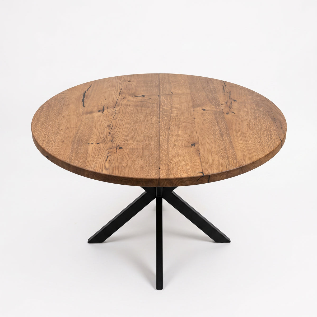 Round Extendable Solid Oak Dining Table