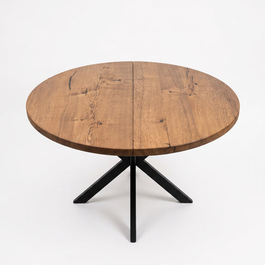 Round Extendable Solid Oak Dining Table