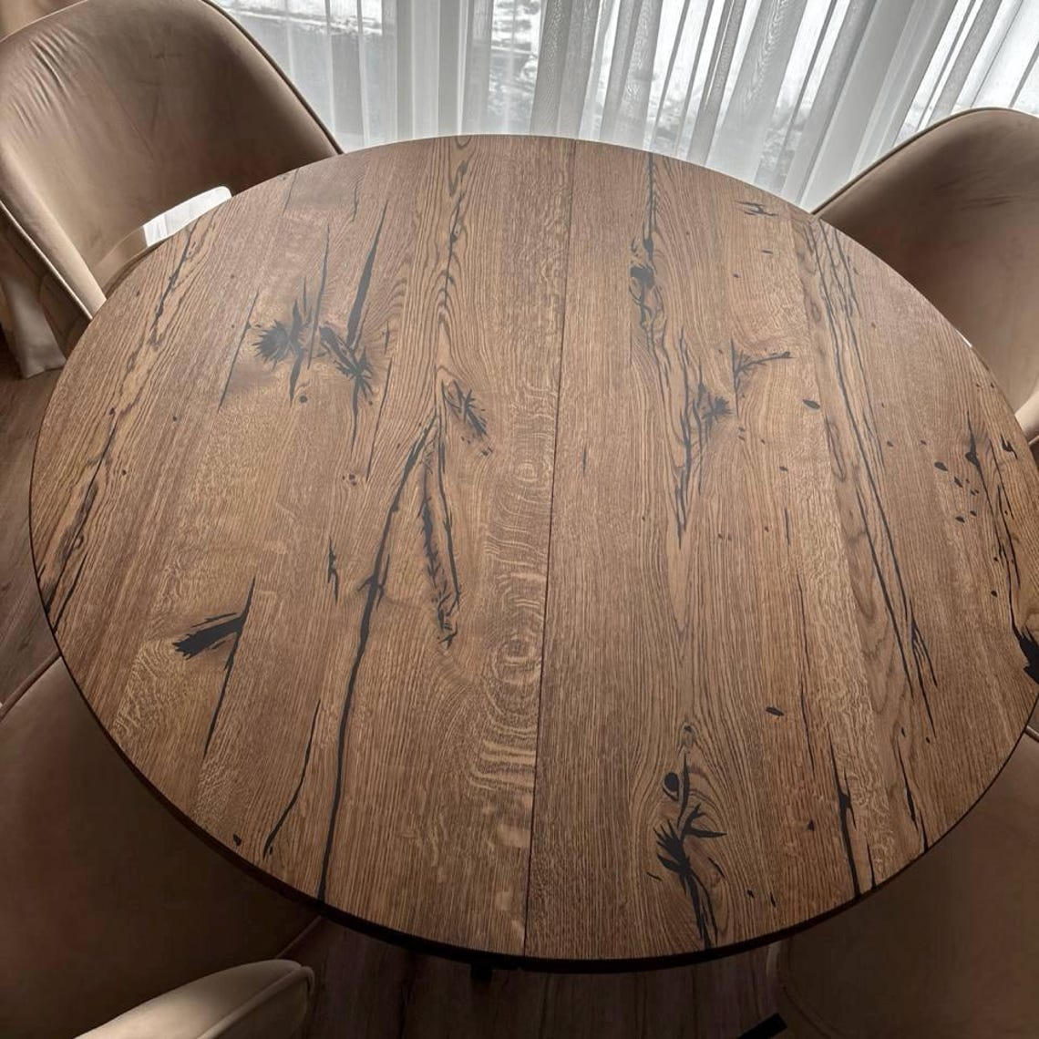 Round Extendable Solid Oak Dining Table