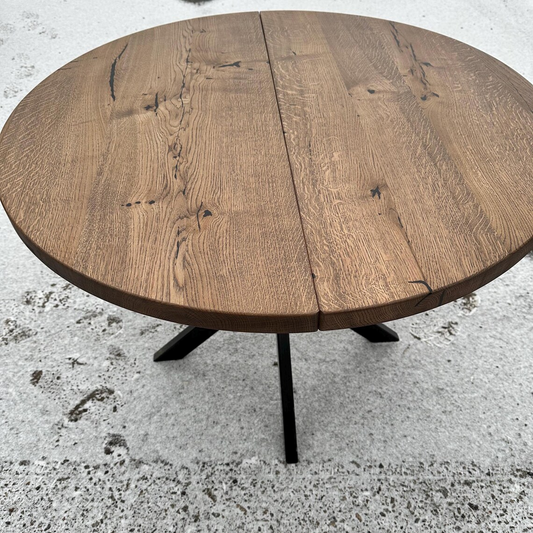 Round Extendable Solid Oak Dining Table
