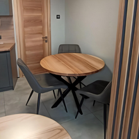 Round Extendable Solid Ash Dining Table with Spider Base