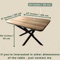 Solid Ash Extendable Dining Table with Metal Base