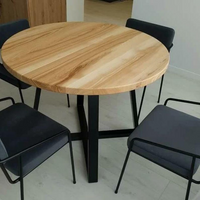 Round Extendable Solid Ash Dining Table with Metal Base