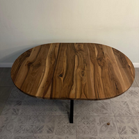 Round Extendable Solid Walnut Dining Table with Spider Base