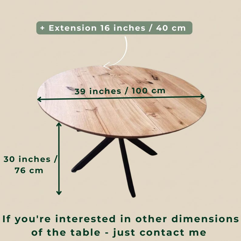 Round Extendable Solid Oak Dining Table with Spider Base