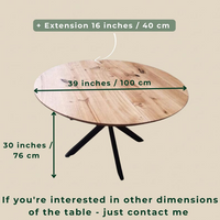 Round Extendable Solid Oak Dining Table with Spider Base