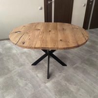 Round Extendable Solid Oak Dining Table with Spider Base