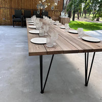 Solid Ash Dining Table with Hairpin Metal Legs