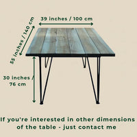 Solid Ash Dining Table with Hairpin Metal Legs