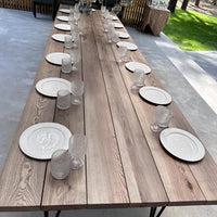 Solid Ash Dining Table with Hairpin Metal Legs