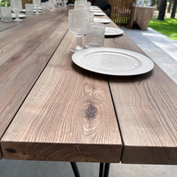 Solid Ash Dining Table with Hairpin Metal Legs