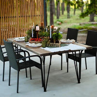 Solid Ash Dining Table with Hairpin Metal Legs