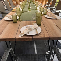 Solid Ash Dining Table with Hairpin Metal Legs