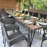 Solid Ash Dining Table with Hairpin Metal Legs