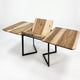 Custom Solid Wood Dining Table with Extension and Metal Base