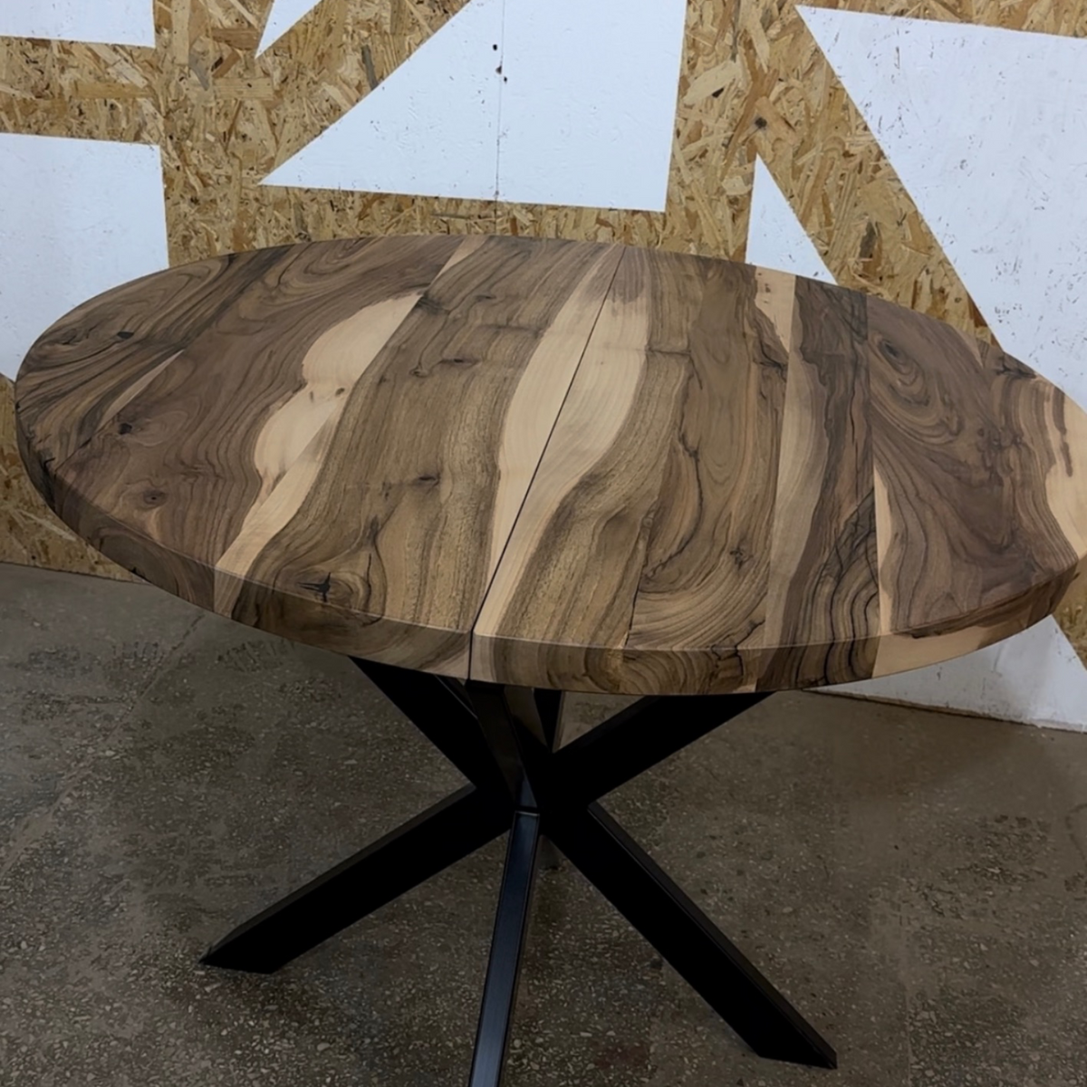 Expandable Round Dining Table in Solid Walnut