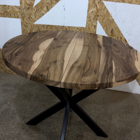 Expandable Round Dining Table in Solid Walnut
