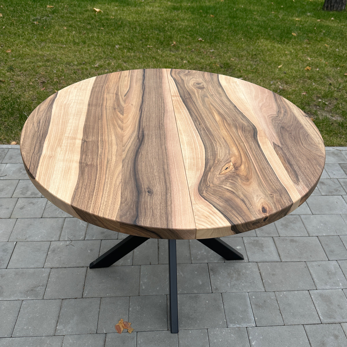 Space-Saving Round Extendable Walnut Table