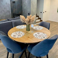 Round Extendable Solid Oak Dining Table with Spider Base