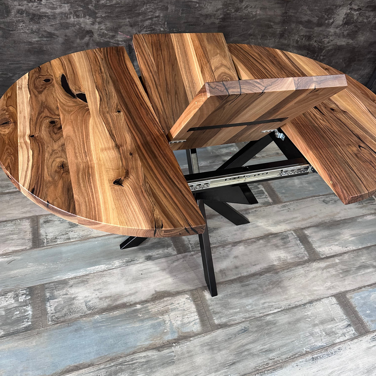 Round Extendable Walnut Dining Table