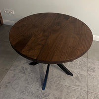 Round Extendable Solid Walnut Dining Table with Spider Base