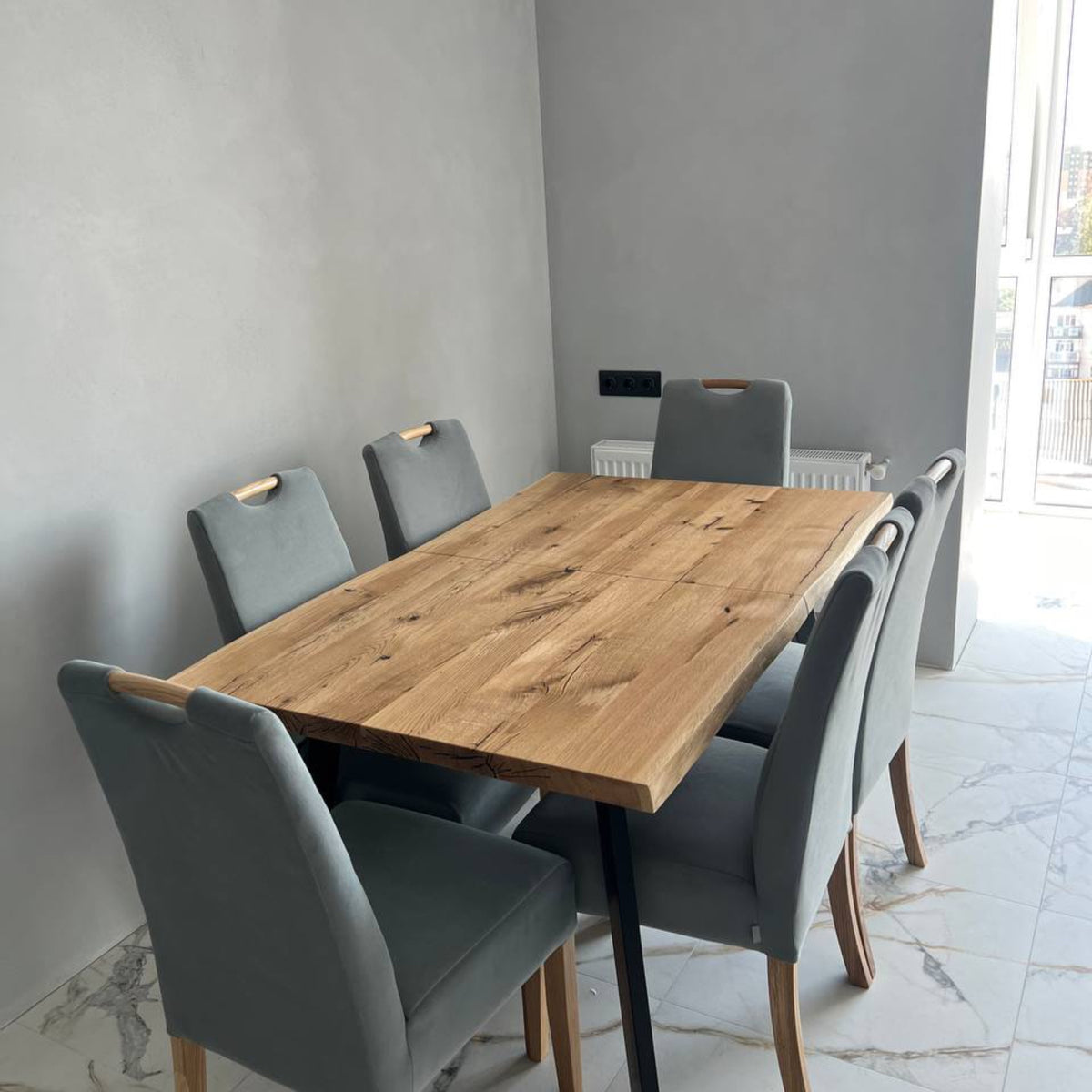 Rectangular Extendable Solid Oak Dining Table