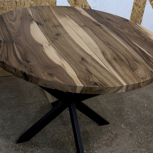 Expandable Round Dining Table in Solid Walnut