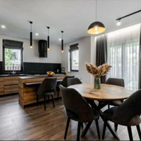 Round Extendable Solid Oak Dining Table with Spider Base
