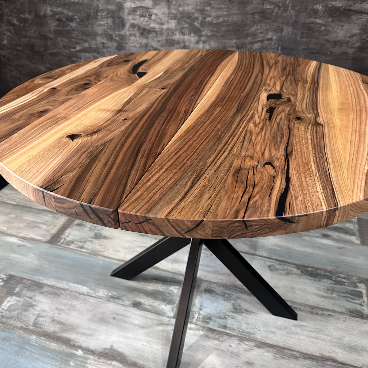 Round Extendable Walnut Dining Table