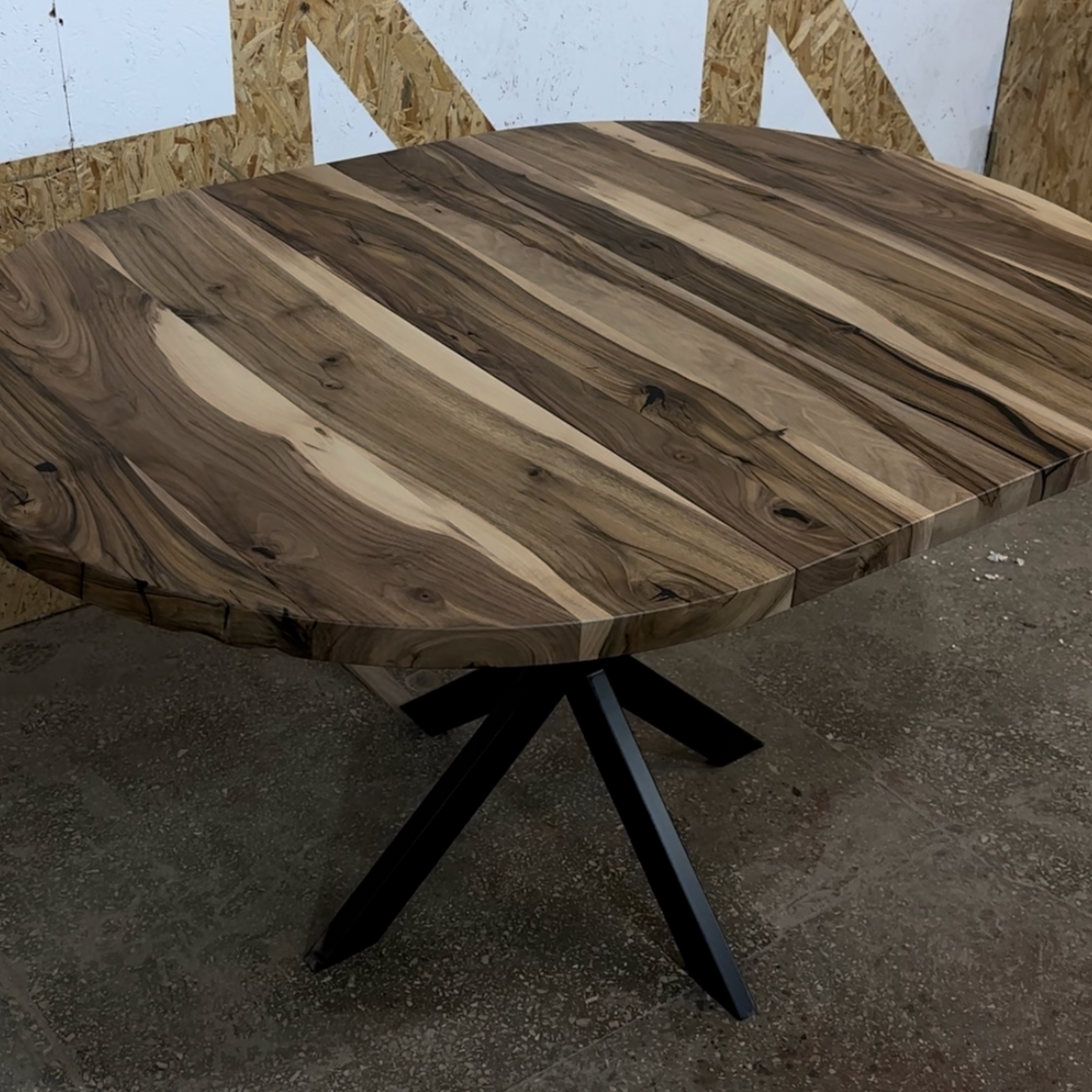 Expandable Round Dining Table in Solid Walnut