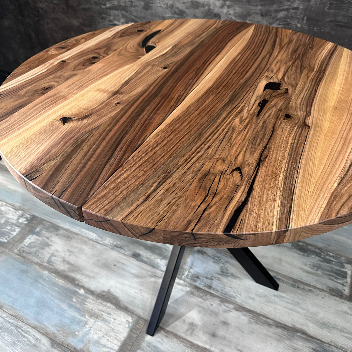 Round Extendable Walnut Dining Table