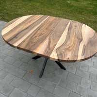 Space-Saving Round Extendable Walnut Table