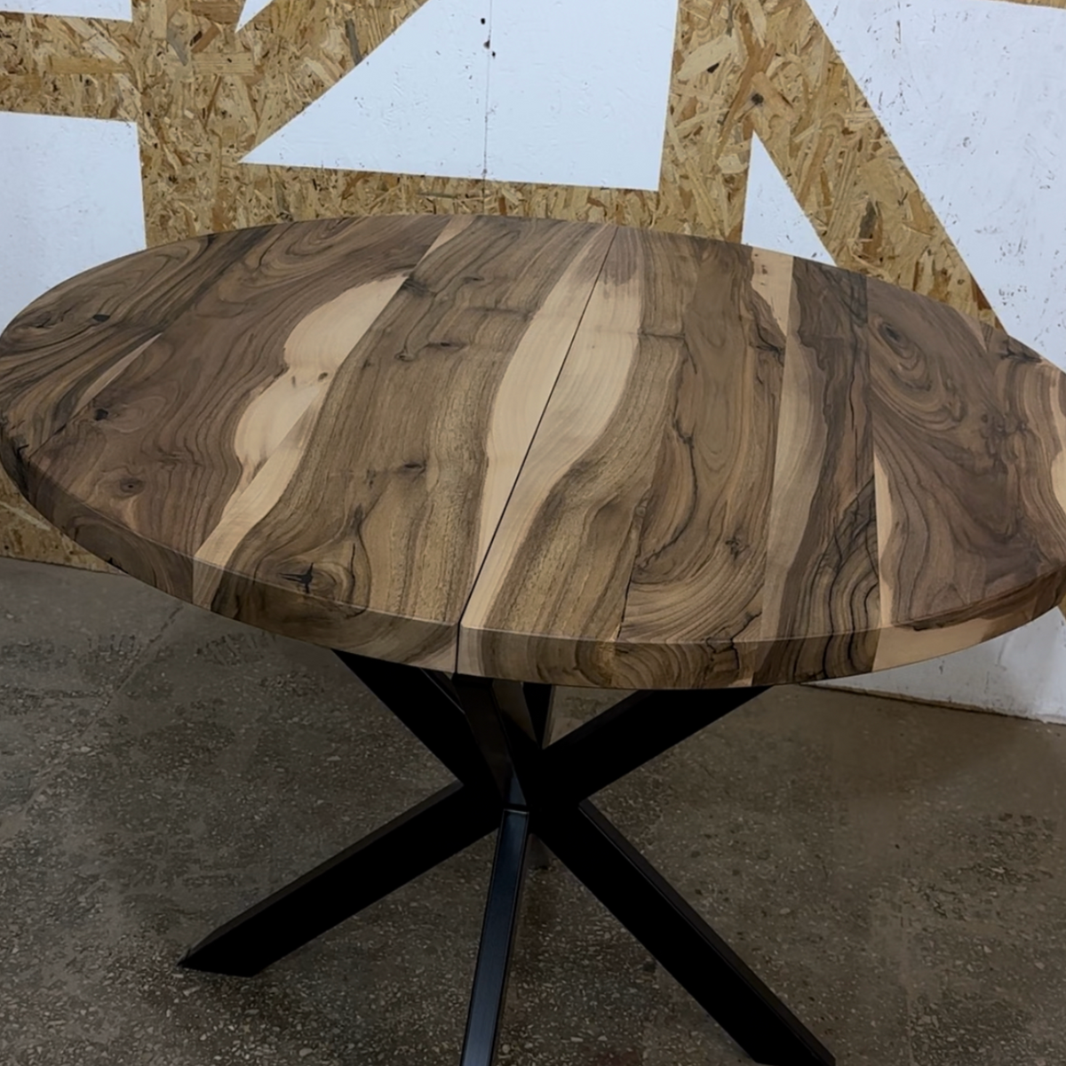 Expandable Round Dining Table in Solid Walnut