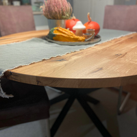 Round Extendable Solid Oak Dining Table with Spider Base